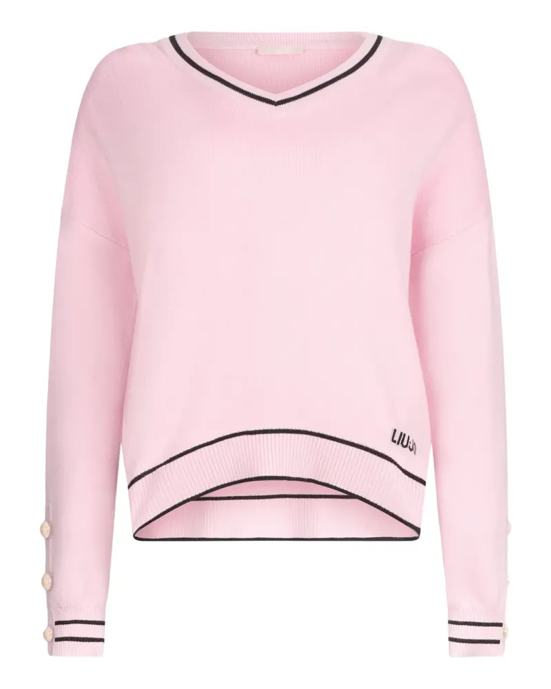 Liu Jo Gestreiftes Sweatshirt mit Zierknöpfen - Rosa Rosa