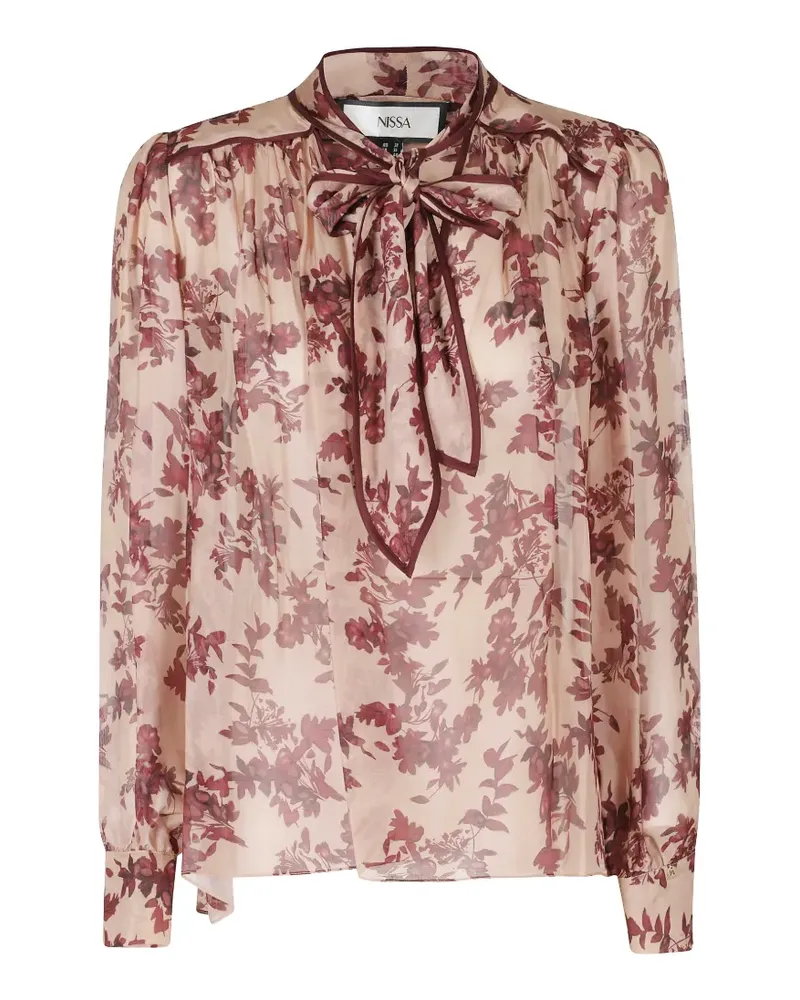 NISSA silk-blend floral-print top - Nude Nude