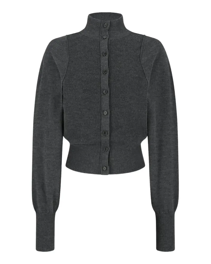 AMOMENTO Gerippter Cardigan - Grau Grau