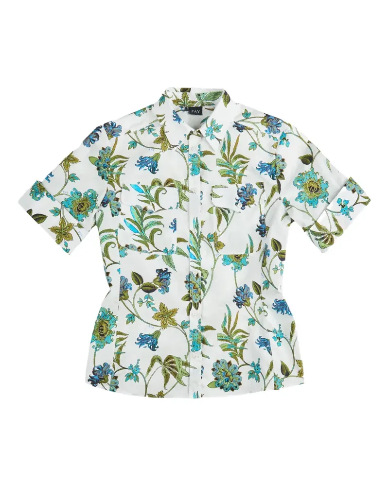 Fay Hemd mit Blumenmuster - Weiß Weiß