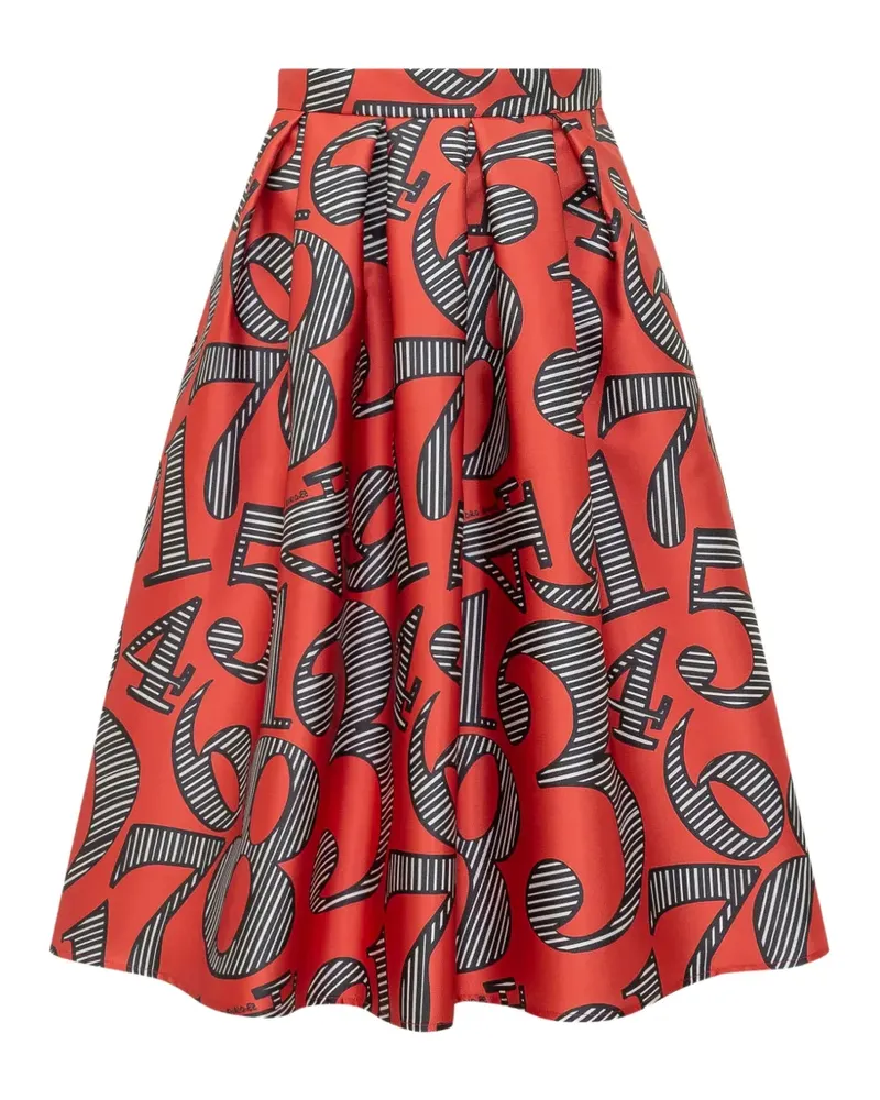 Alessandro Enriquez graphic-print pleated midi skirt - Rot Rot