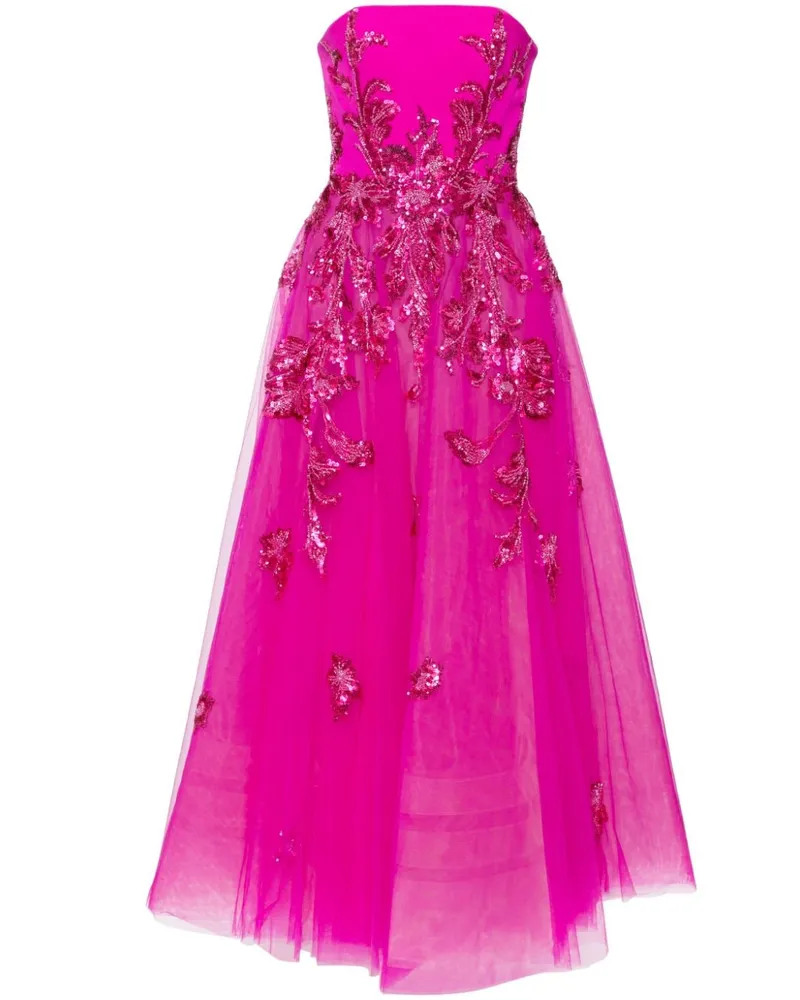 Saiid Kobeisy Abendkleid mit Perlen - Rosa Rosa