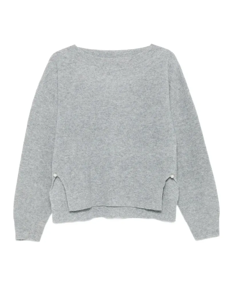 Liu Jo Gerippter Pullover mit Perlen - Grau Grau