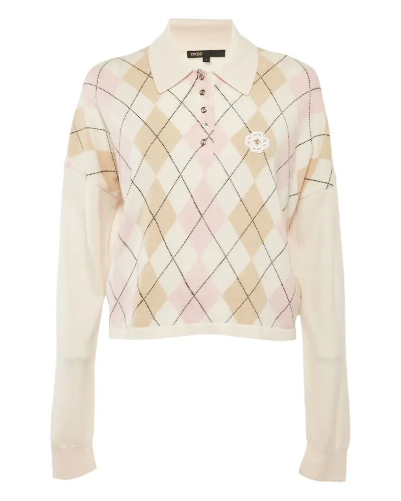 Maje Poloshirt mit Argyle-Muster - Nude Nude