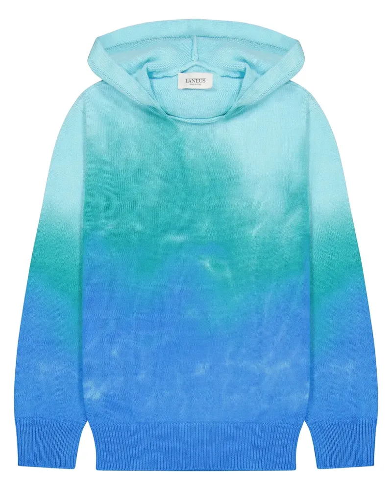 Laneus Gestrickter Hoodie mit Batikmuster Blau
