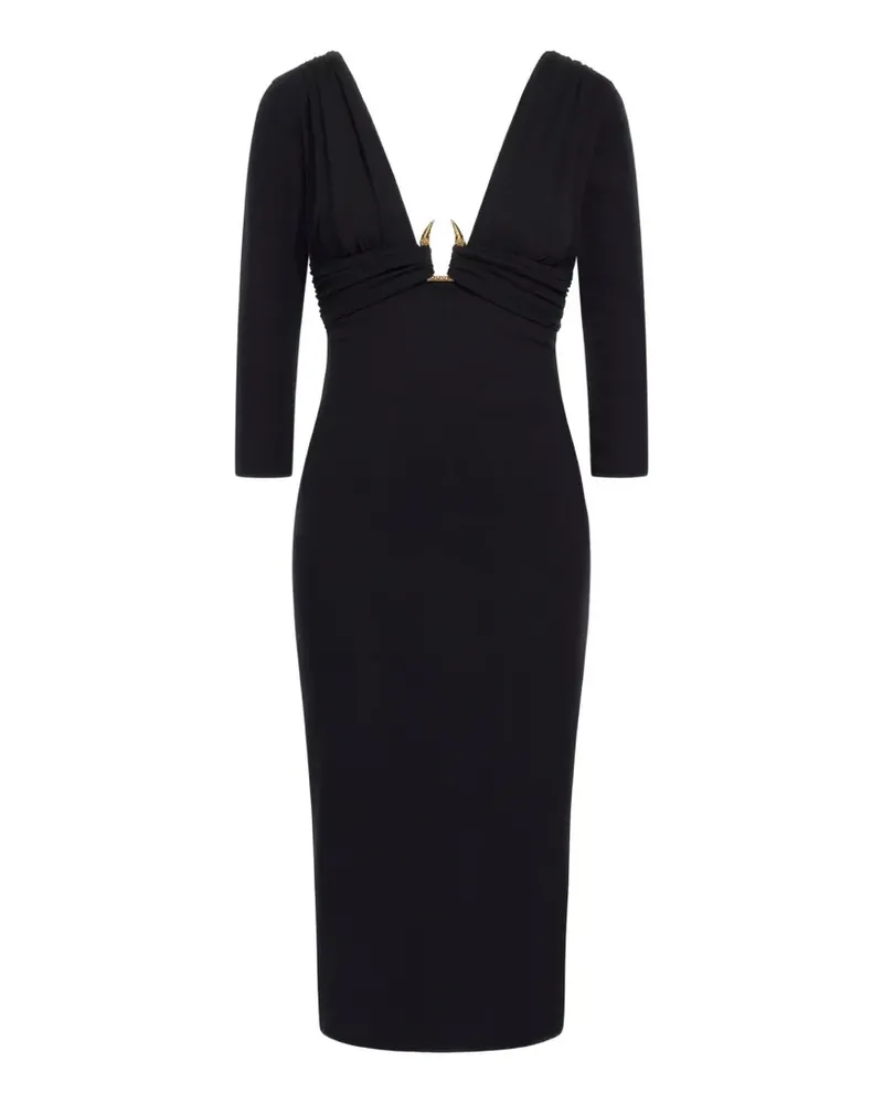 Roberto Cavalli plunging neckline gold detail dress - Schwarz Schwarz