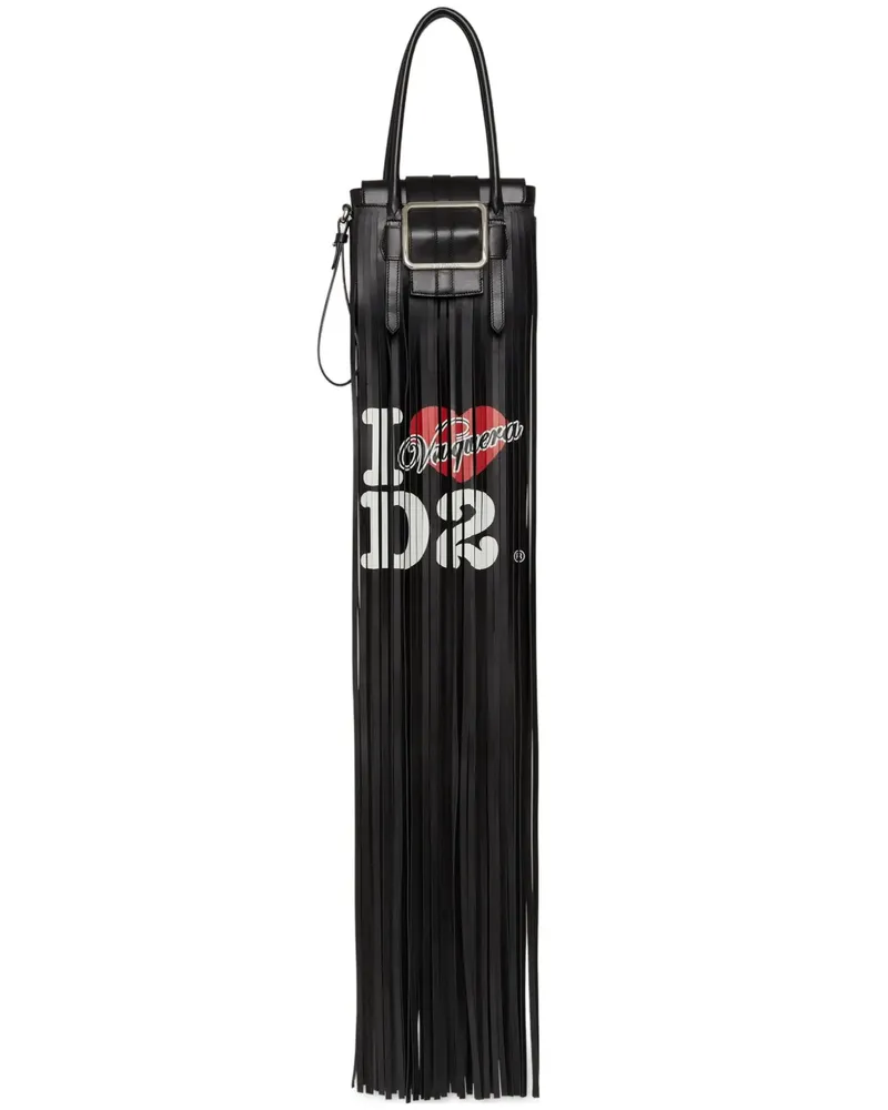 Dsquared2 Schultertasche mit Slogan-Print - Schwarz Schwarz
