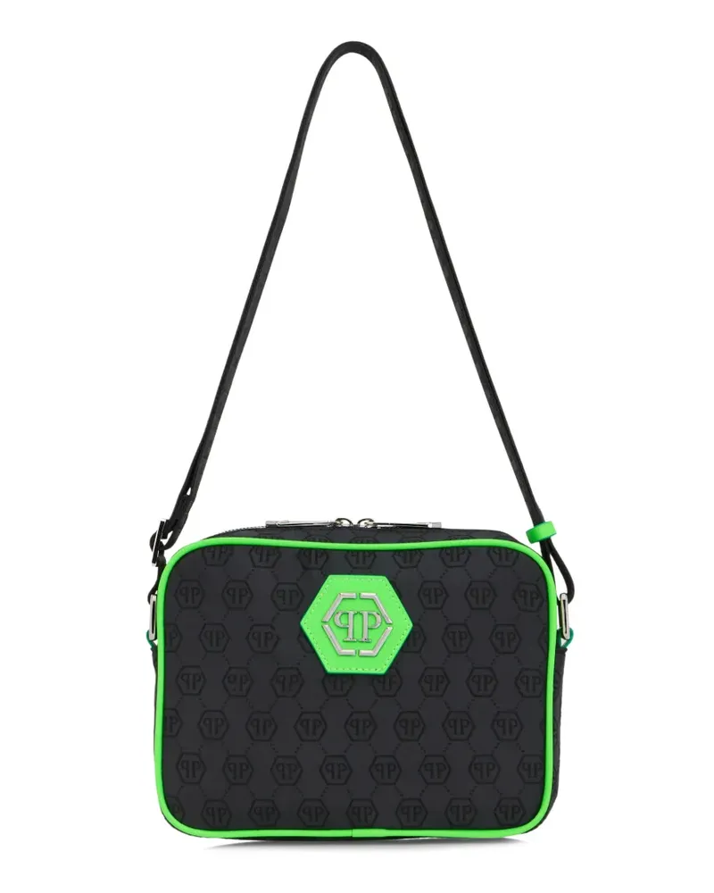 Philipp Plein jacquard monogram messenger bag - Schwarz Schwarz