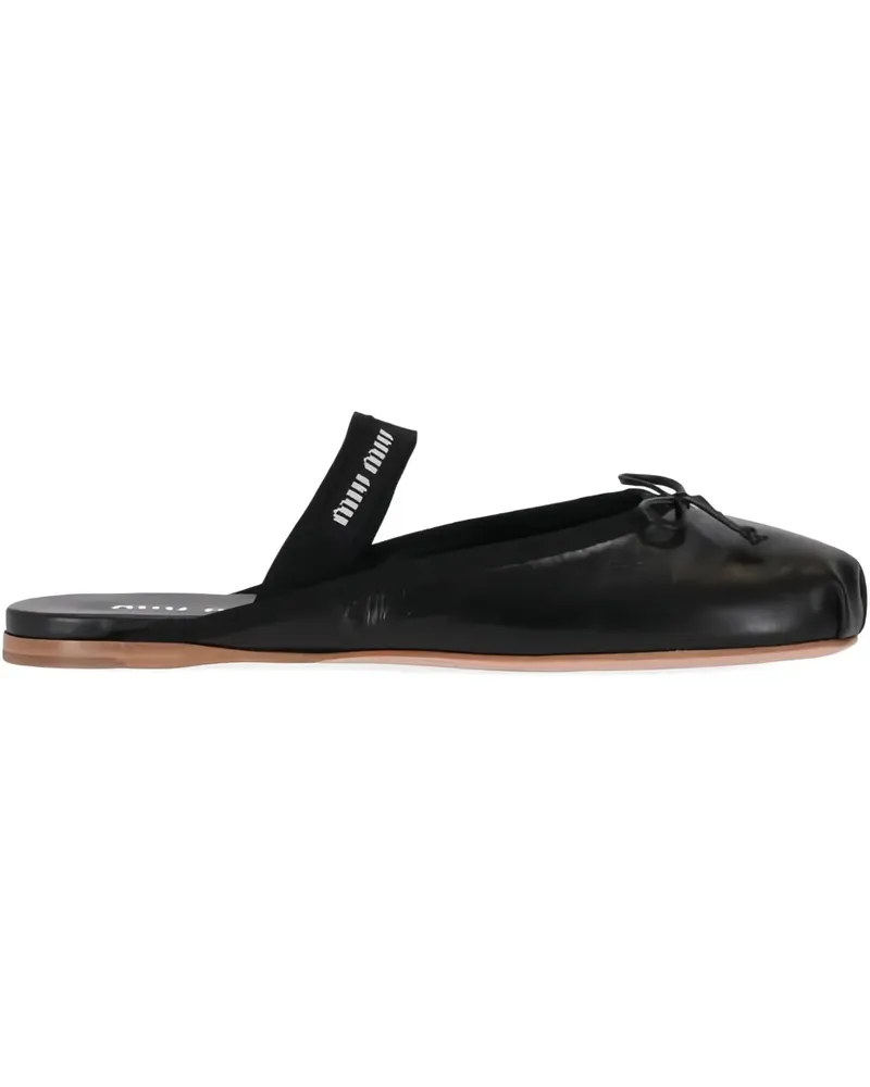 Miu Miu Mules mit Schleife - Schwarz Schwarz