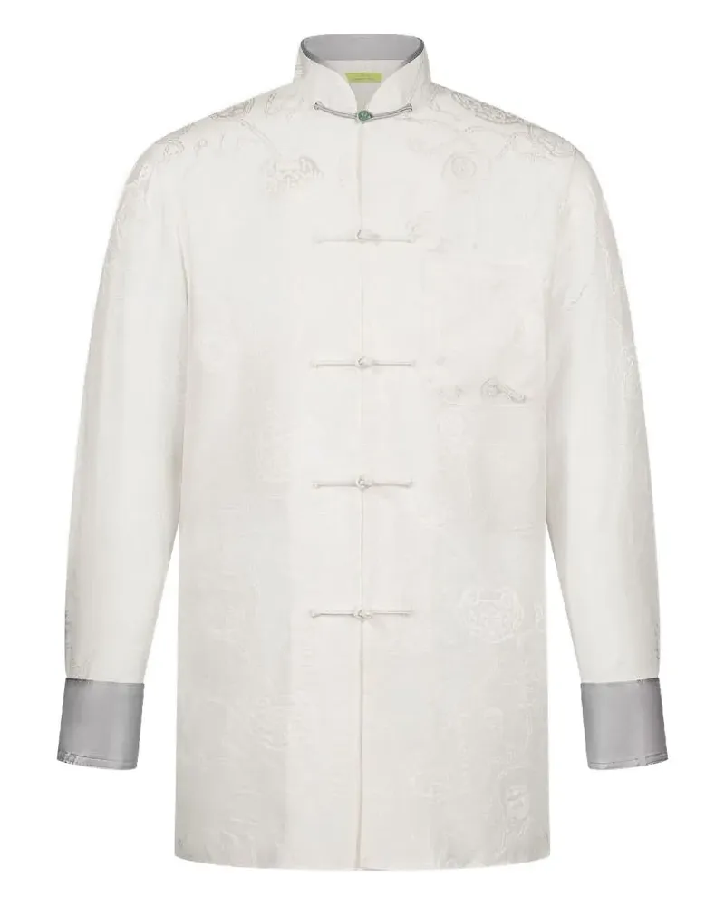 Shanghai Tang Jacquard-Hemd mit Stehkragen - Weiß Weiß