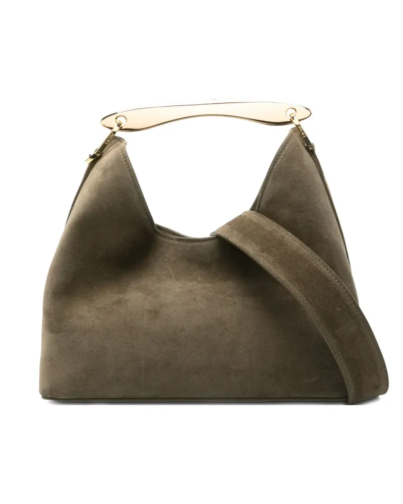 Elleme Boomerang Wildleder-Tote Bag mit abgerundetem Henkel - Grün Grün