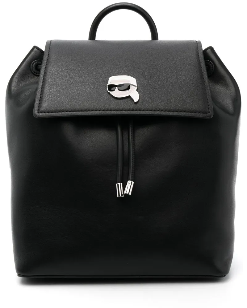 Karl Lagerfeld Ikonik Pin Rucksack aus Leder Schwarz