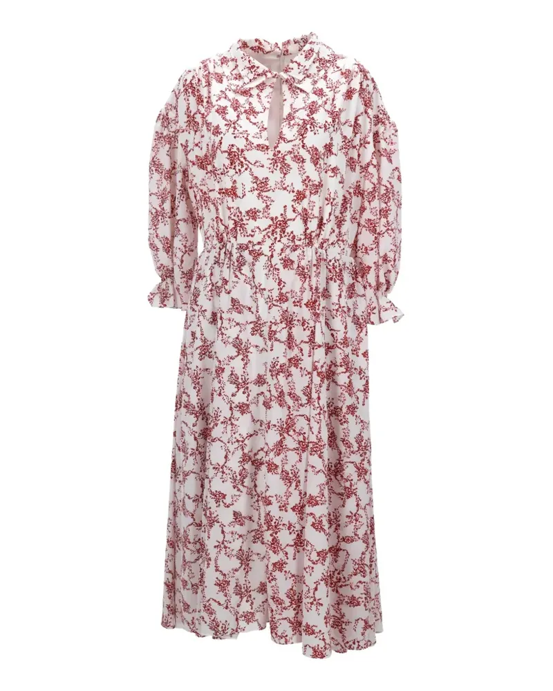 EMILIA WICKSTEAD Midikleid mit Blumen-Print - Weiß Weiß