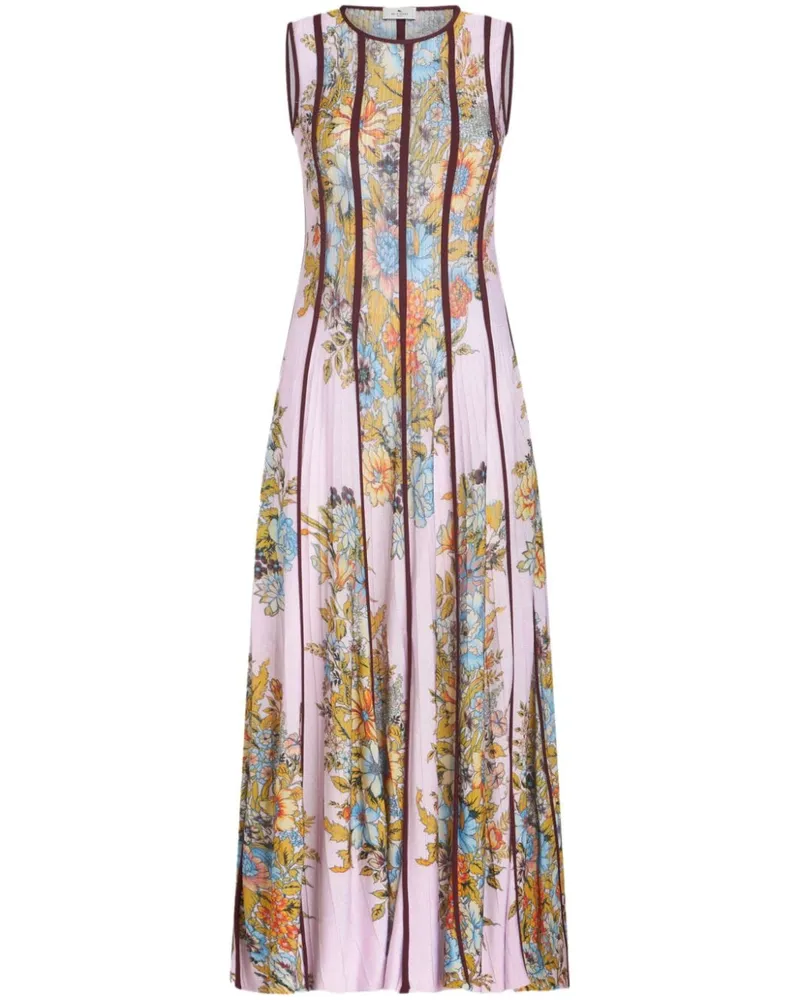Etro Gestricktes Maxikleid mit Blumen-Print - Rosa Rosa