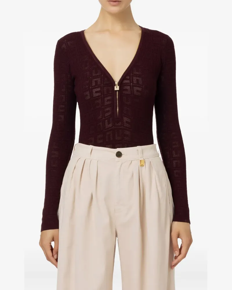 Elisabetta Franchi Logo-Oberteil mit Reißverschluss - Braun Braun