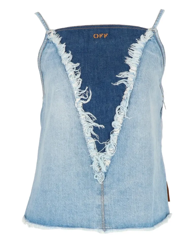 OFF-WHITE Doll frayed-effect top - Blau Blau