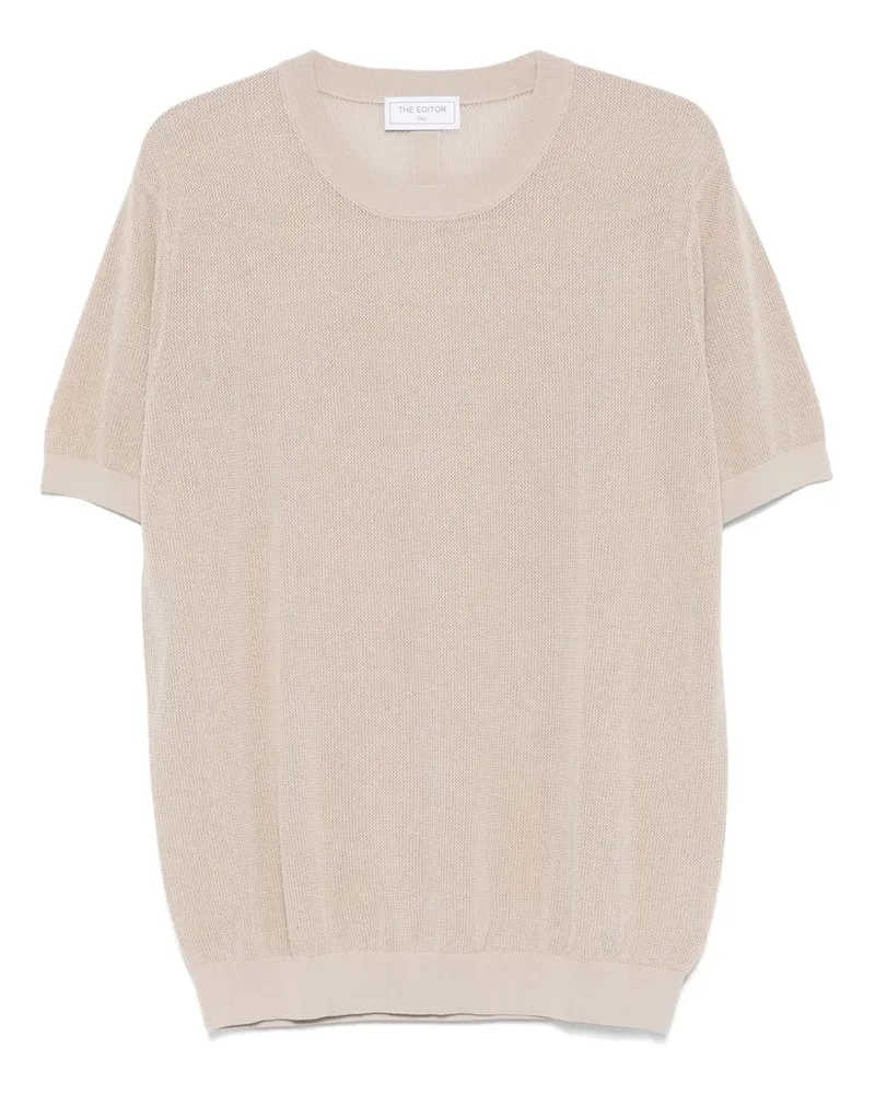 THE EDITOR T-Shirt mit Lochstrickmuster - Grau Grau