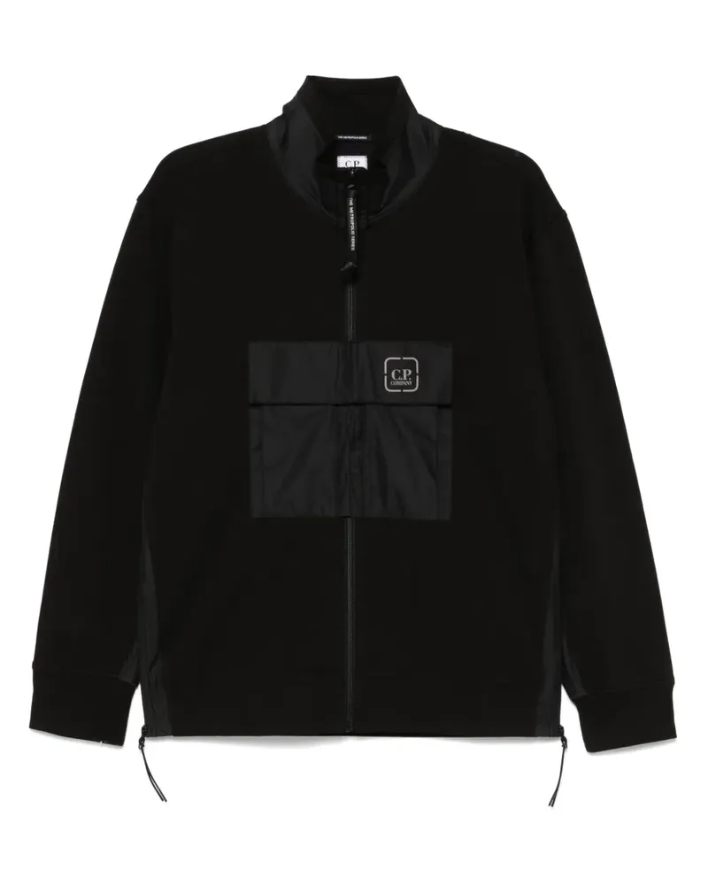 C.P. Company Sweatshirt mit Einsätzen aus Stretch-Fleece - Schwarz Schwarz