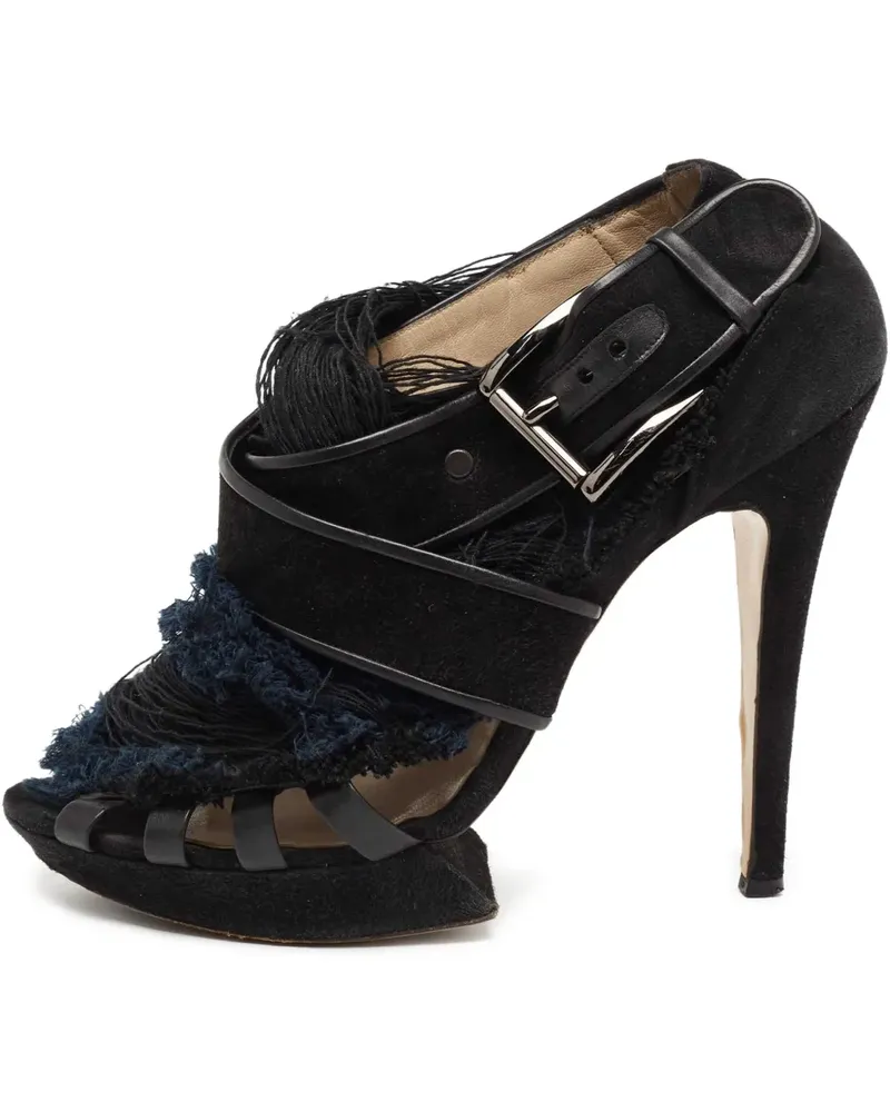Nicholas Kirkwood Pre-owned ausgefranste Wildledersandalen 130mm - Schwarz Schwarz