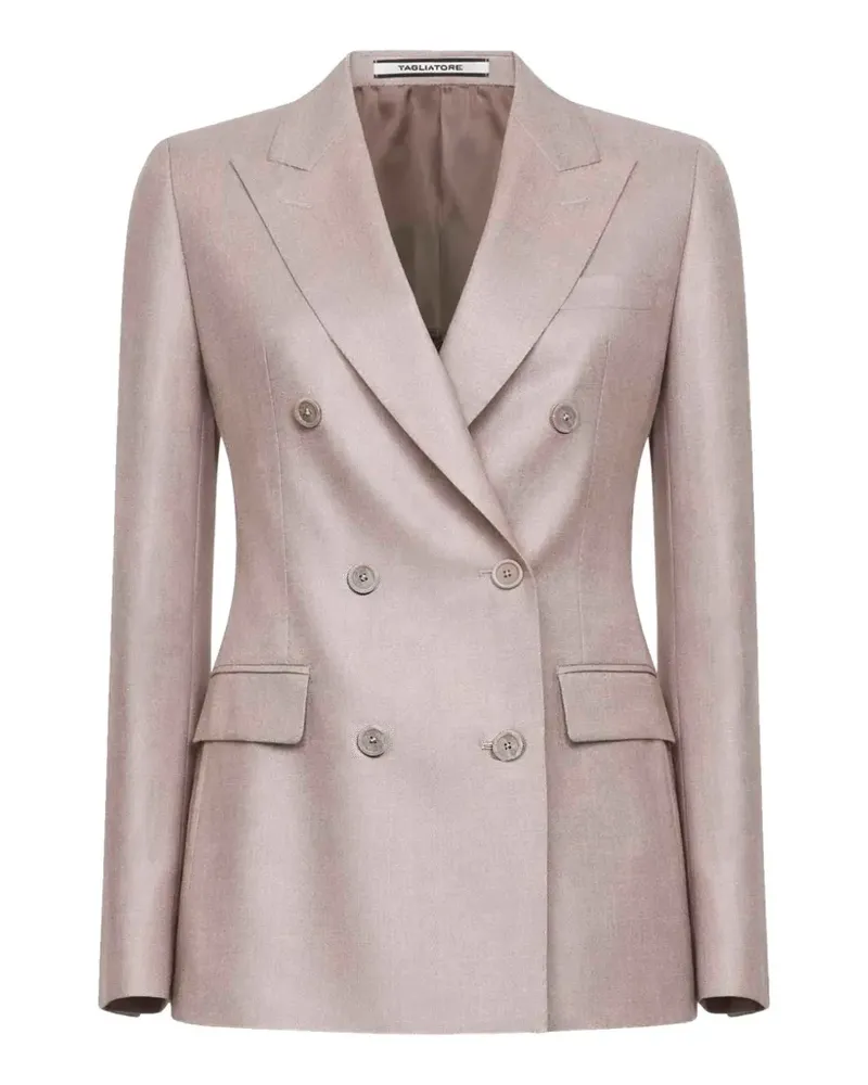 Tagliatore double-breasted peak-lapel blazer - Nude Nude