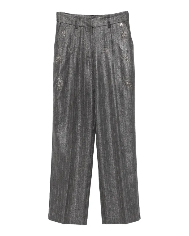 Twin-Set pinstriped crystal-embellished trousers - Grau Grau