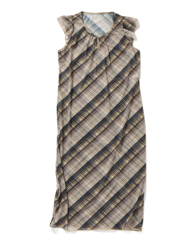 PERVERZE check-print ruffled midi dress - Nude Nude