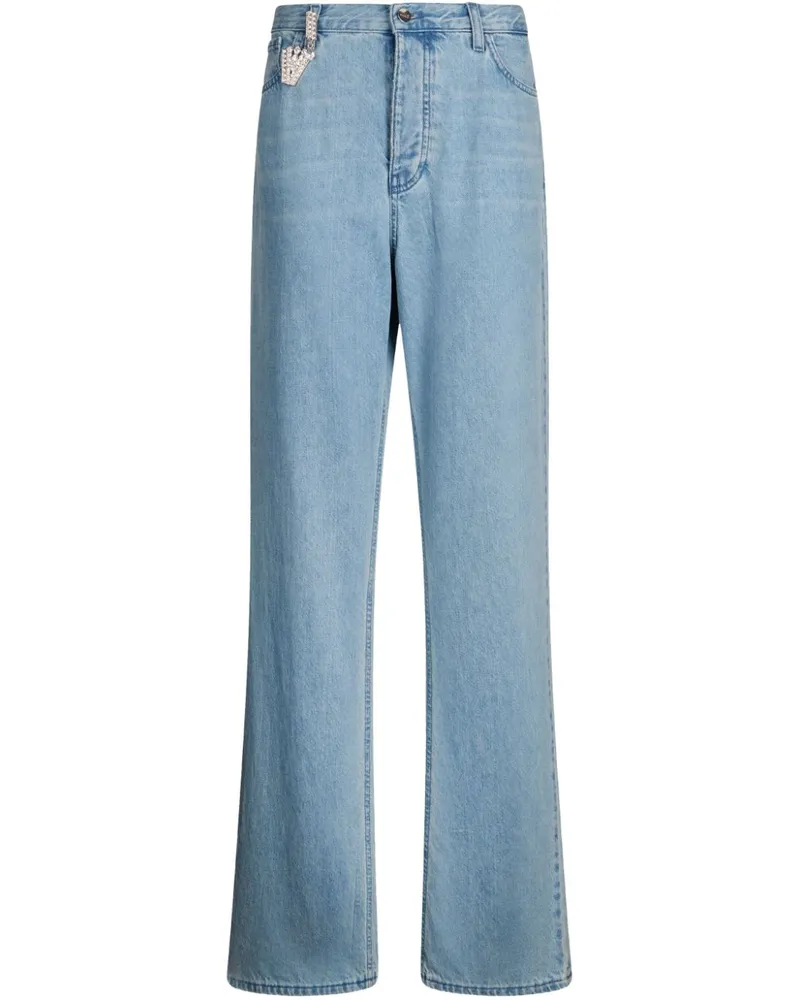 Liu Jo Straight-Leg-Jeans mit Schmucksteinen - Blau Blau