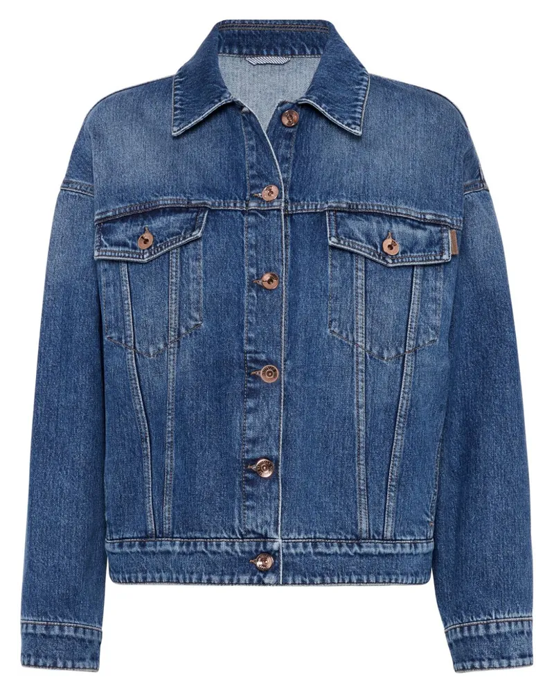 Brunello Cucinelli Jeansjacke mit Knopfleiste - Blau Blau