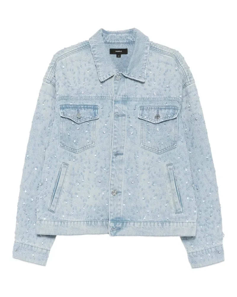 PURPLE BRAND crystal-embellished denim jacket - Blau Blau
