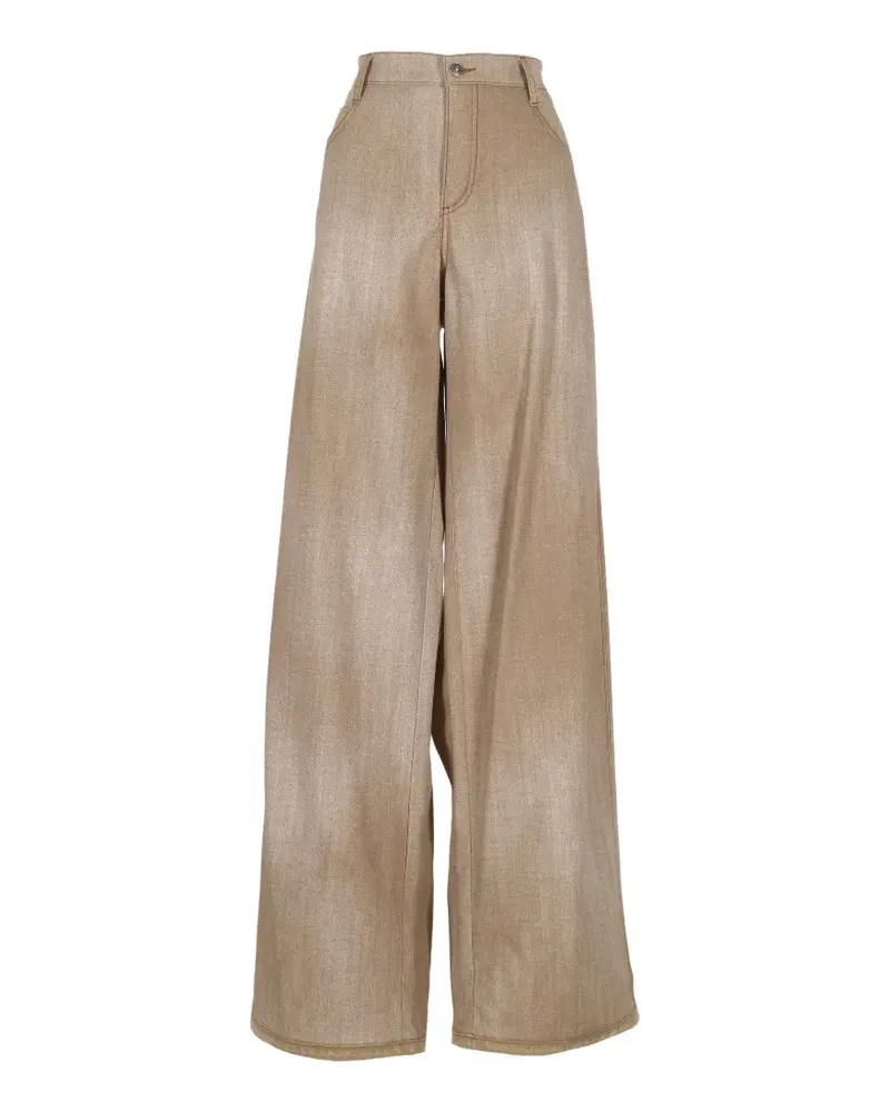 Ermanno Scervino wide-leg contrast-stitch trousers - Nude Nude