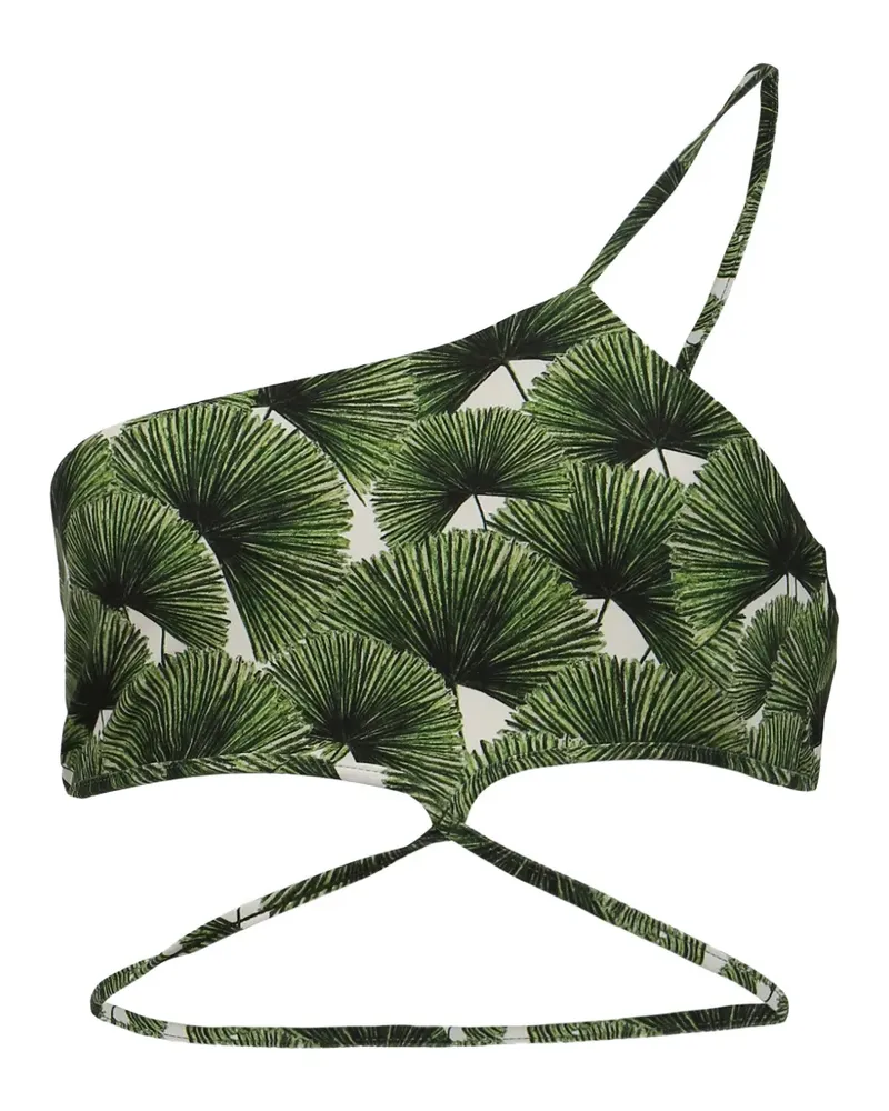 AGUA BENDITA one-shoulder leaf-print bikini top - Grün Grün
