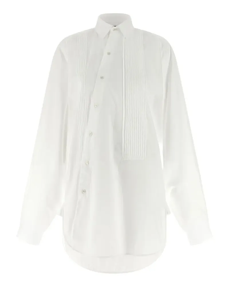 Jejia Plissiertes Crazy Smoking-Hemd - Weiß Weiß