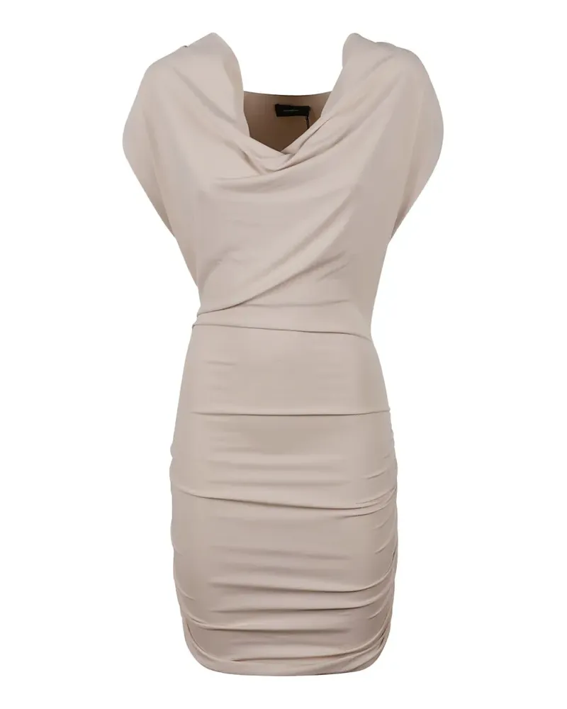 WARDROBE.NYC draped cowl-neck mini dress - Nude Nude