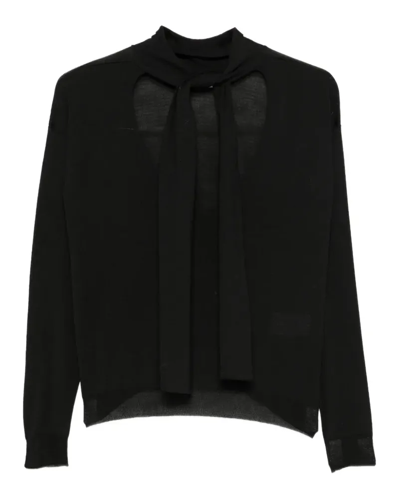 Roberto Collina cut-out pussy-bow sweater - Schwarz Schwarz