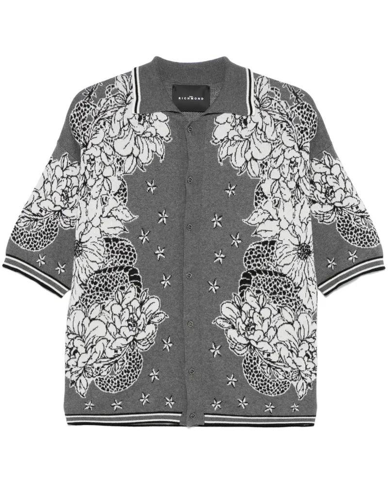 John Richmond Hemd mit Blumenmuster - Grau Grau
