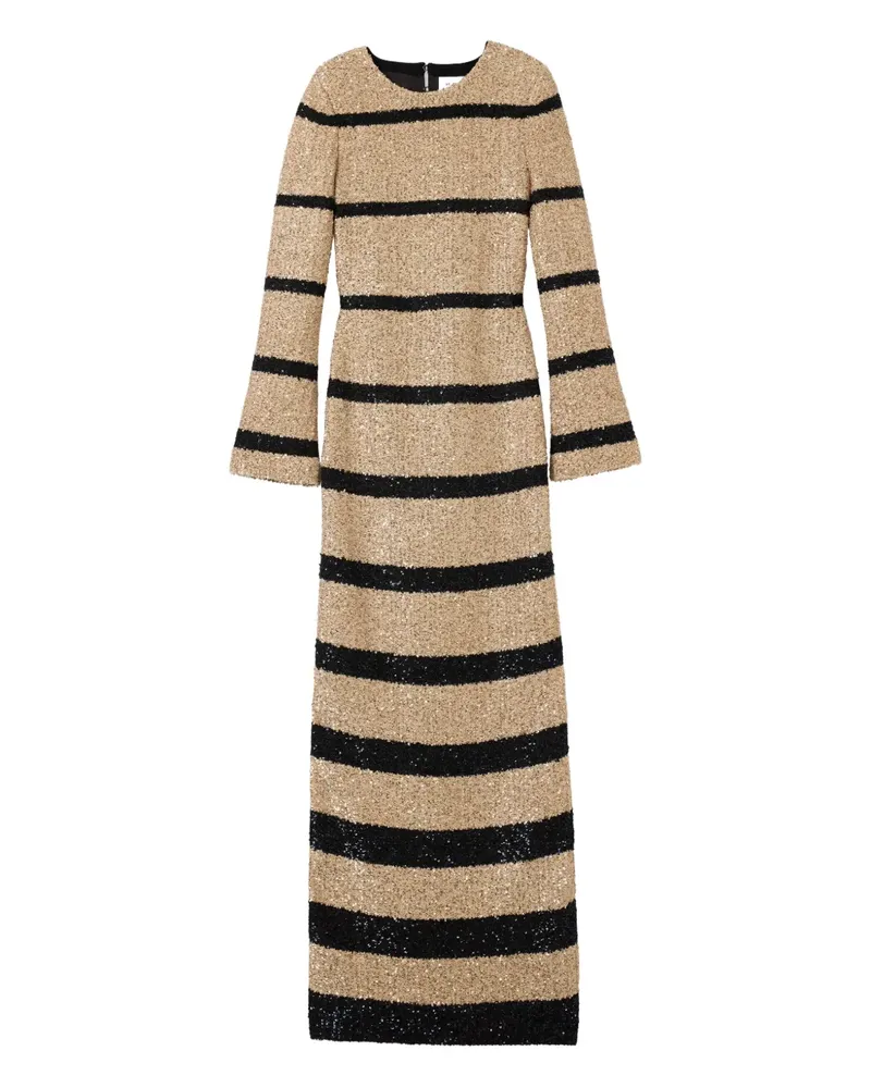 ST. JOHN Gestreiftes Maxikleid mit Pailletten - Nude Nude