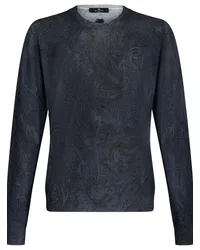 Etro Feinstrickpullover aus Paisley-Jacquard Blau