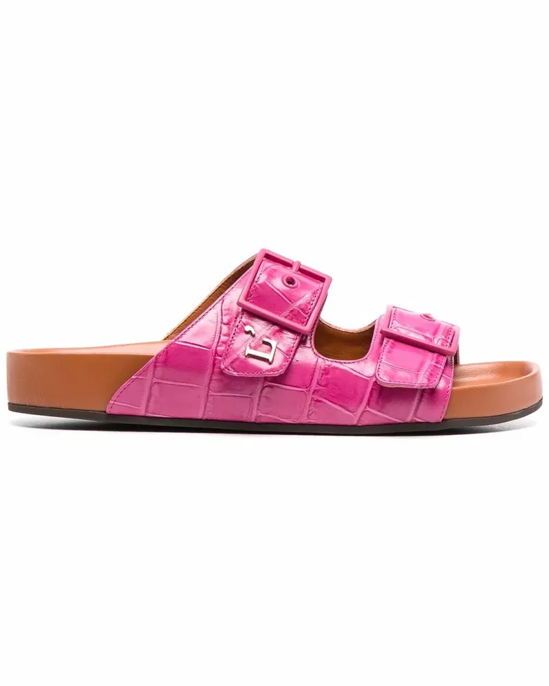 L'Autre Chose Pantoletten mit Kroko-Effekt - Rosa Rosa