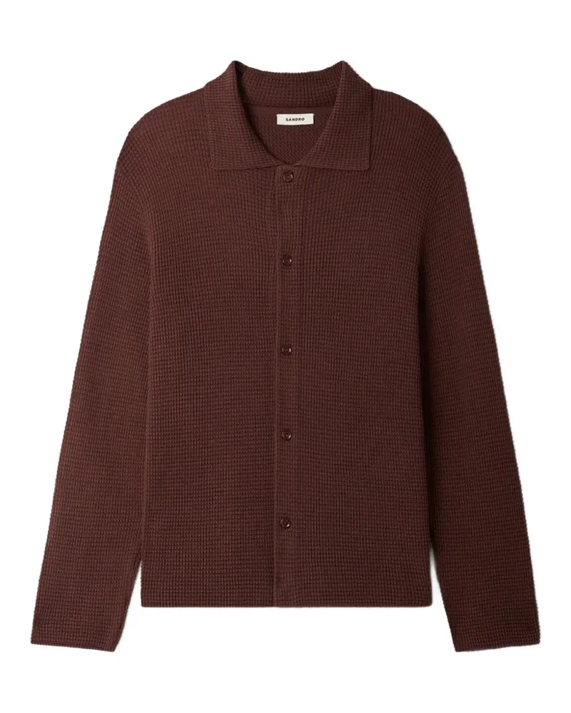 Sandro Cardigan mit Poloshirtkragen - Braun Braun