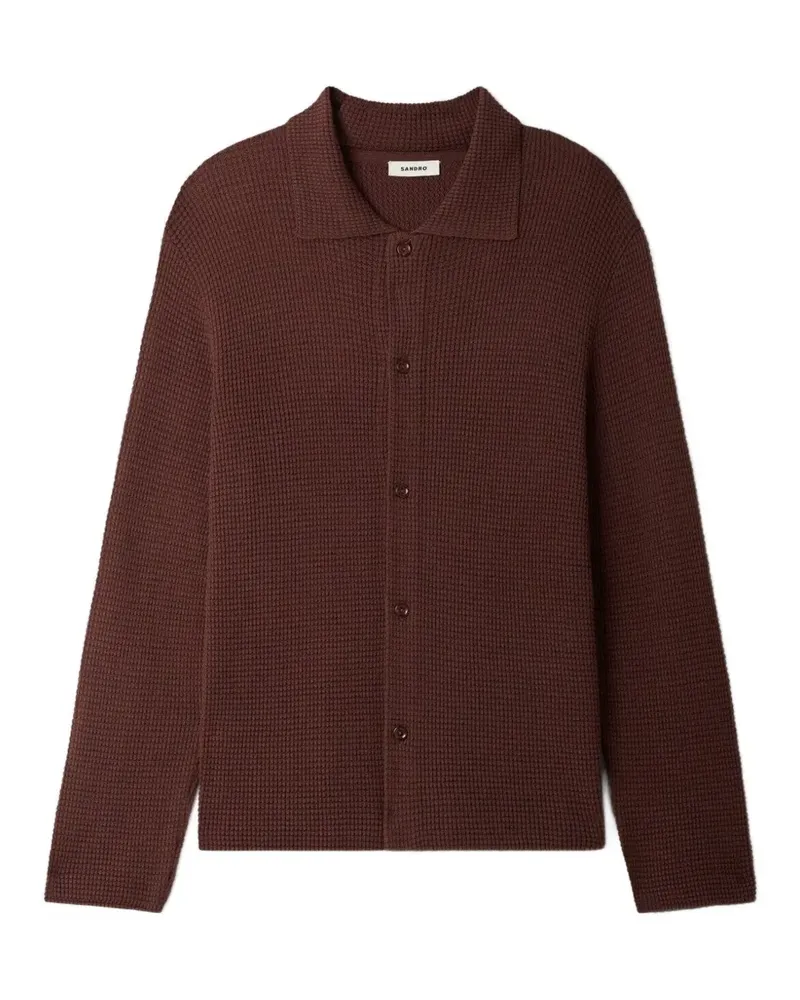 Sandro Cardigan mit Poloshirtkragen - Braun Braun