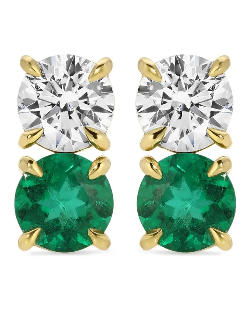 ANITA KO 18kt Goldohrstecker mit Smaragd und Diamanten Gold