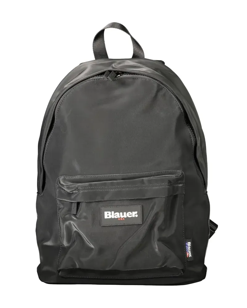 Blauer logo-patch zip-pocket backpack - Schwarz Schwarz