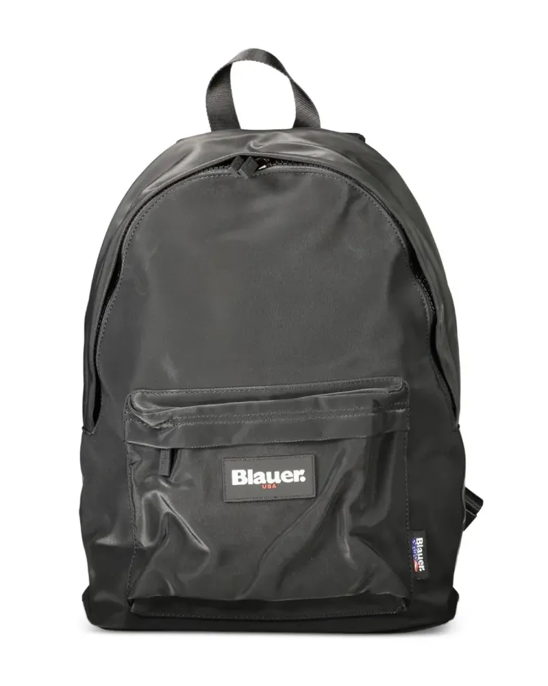 Blauer logo-patch zip-pocket backpack - Schwarz Schwarz