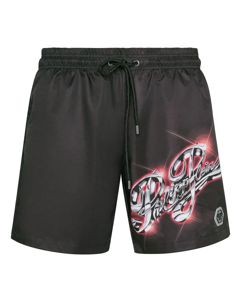 Philipp Plein Badeshorts mit Print - Schwarz Schwarz