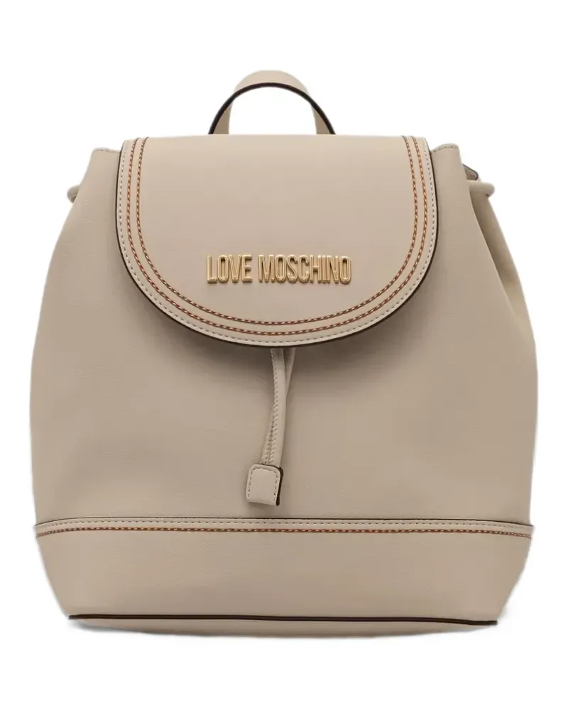 Moschino Rucksack mit Henkel und Logoplakette - Nude Nude