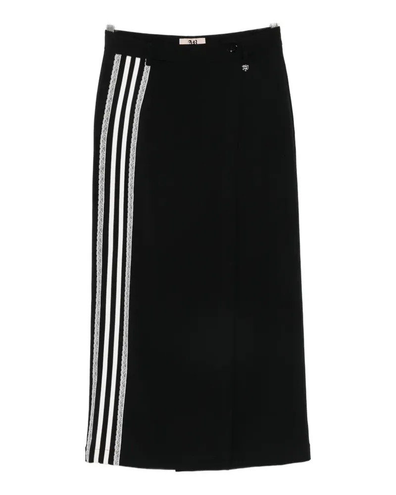 Aniye By Sandy lace-trim striped maxi skirt - Schwarz Schwarz