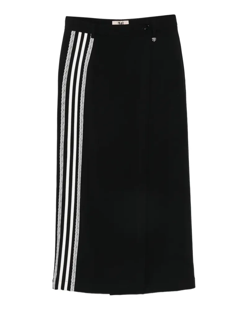 Aniye By Sandy lace-trim striped maxi skirt - Schwarz Schwarz
