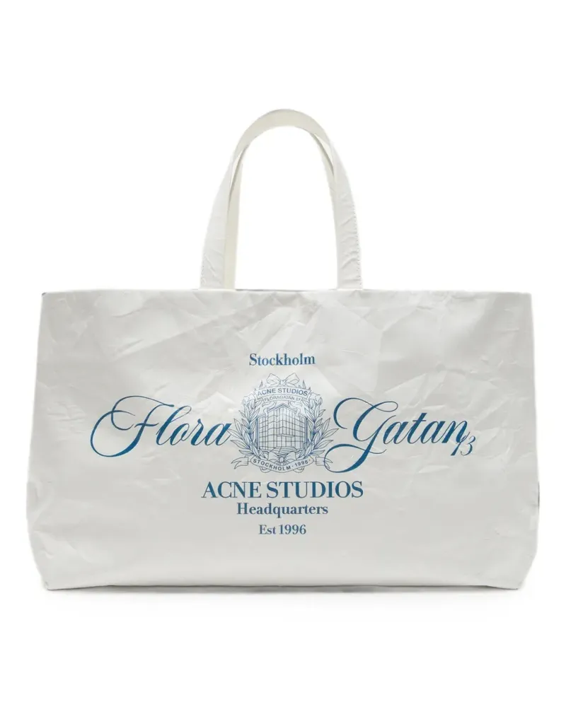 Acne Studios leather tote with logo - Weiß Weiß