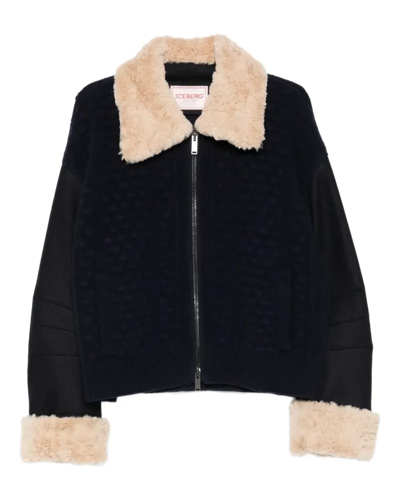 Iceberg textured faux-fur jacket - Blau Blau