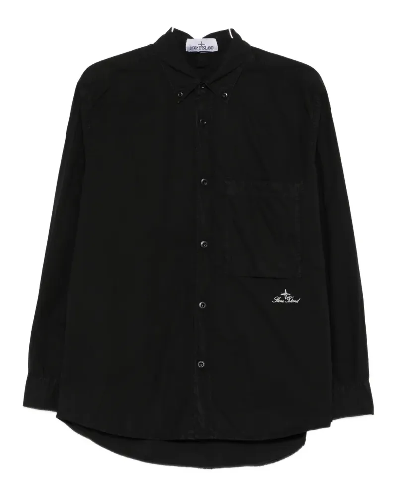 Stone Island chest-pocket embroidery shirt - Schwarz Schwarz
